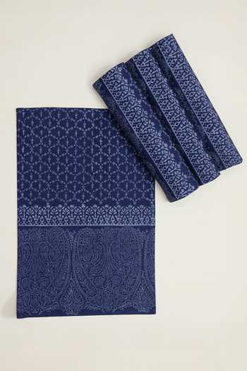Buy_Design Gaatha_Blue 100% Cotton Vintage Hand Block Print Table Runner And Placemat Set_Online_at_Aza_Fashions