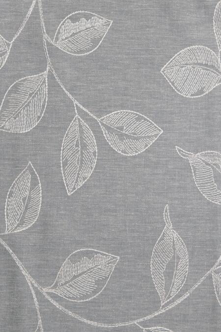 Design Gaatha_Blue 100% Cotton Thread Hand Embroidered Leaf Table Runner_Online_at_Aza_Fashions