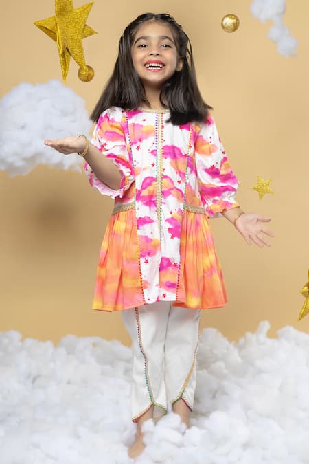 Little Shiro Live In Sunshine Cloudy Sunset Kurta With Dhoti Pant 