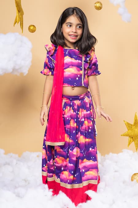 Little Shiro As Musical As Dusk Printed Lehenga Blouse Set 