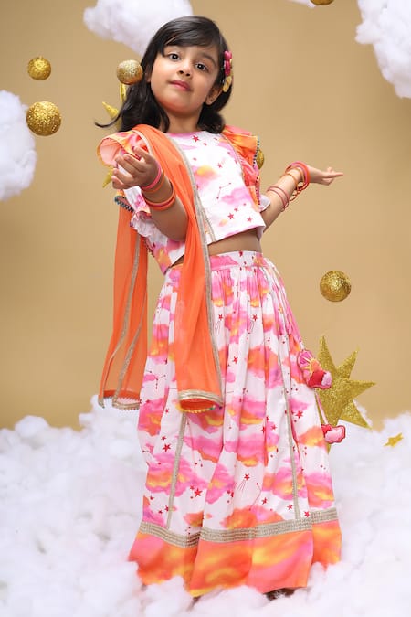 Little Shiro Sunshine In My Pocket Cloud Print Lehenga Blouse Set 