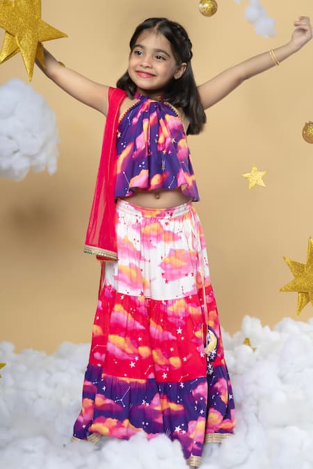 Little Shiro Sky Is The Limit Sky Magic Print Lehenga Blouse Set 