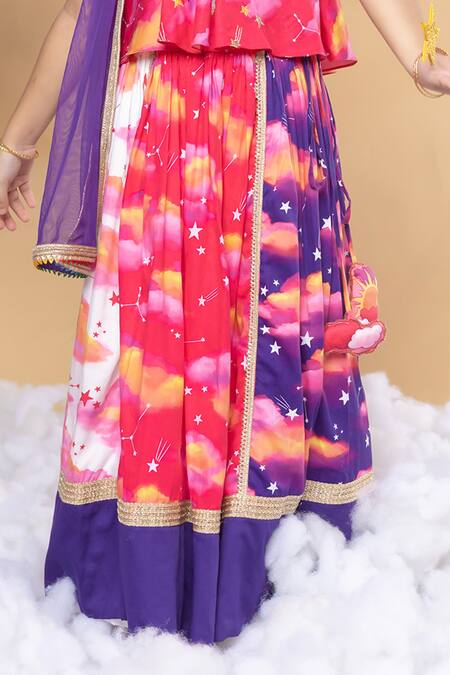 Buy_Little Shiro_Purple Cotton Satin, Cotton, Is The Limit Magic Print Lehenga Blouse Set_Online_at_Aza_Fashions