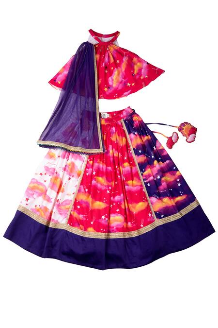 Buy_Little Shiro_Purple Cotton Satin, Cotton, Is The Limit Magic Print Lehenga Blouse Set