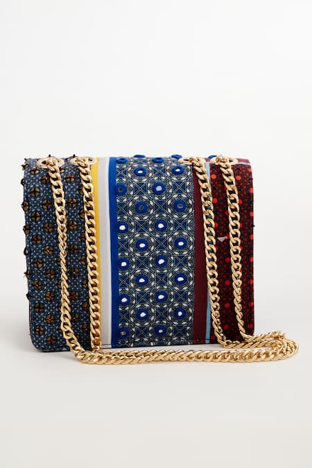 Shop The Garnish Company Blue Mirror Hazel Work Sling Bag at Aza Fashions Shop_The Garnish Company_Blue Mirror Hazel Work Sling Bag _at_Aza_Fashions