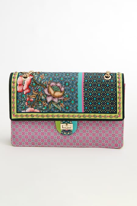 The Garnish Company Green Tile Aconite Print Sling Bag 