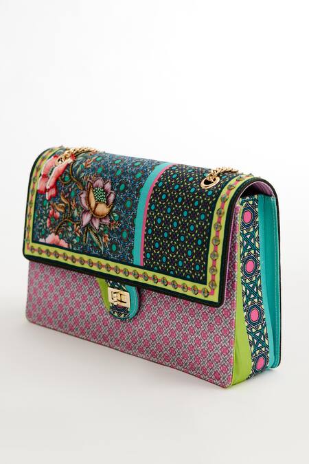 The Garnish Company Green Tile Aconite Print Sling Bag Online at Aza Fashions The Garnish Company_Green Tile Aconite Print Sling Bag _Online_at_Aza_Fashions