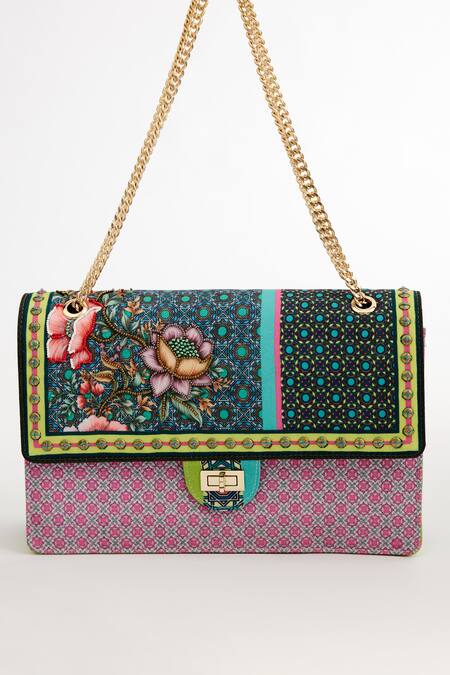Buy The Garnish Company Green Tile Aconite Print Sling Bag Online at Aza Fashions Buy_The Garnish Company_Green Tile Aconite Print Sling Bag _Online_at_Aza_Fashions