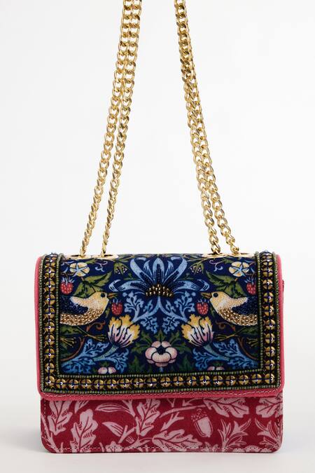 The Garnish Company_Blue Foliage Spirarea Print Sling Bag _Online_at_Aza_Fashions