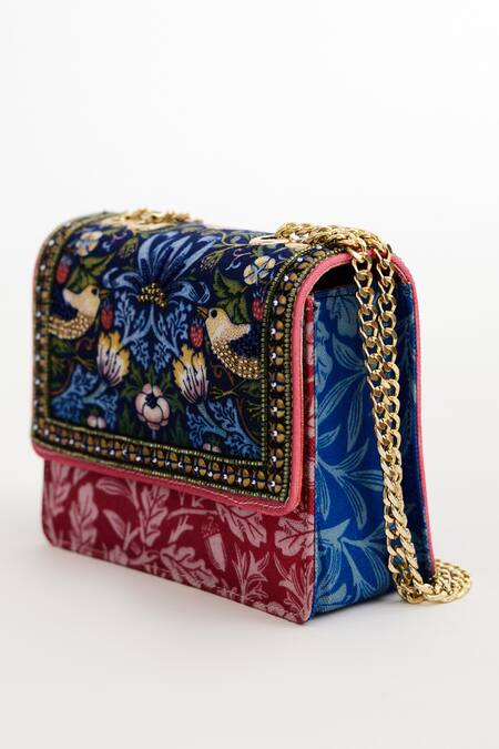 Buy_The Garnish Company_Blue Foliage Spirarea Print Sling Bag _Online_at_Aza_Fashions