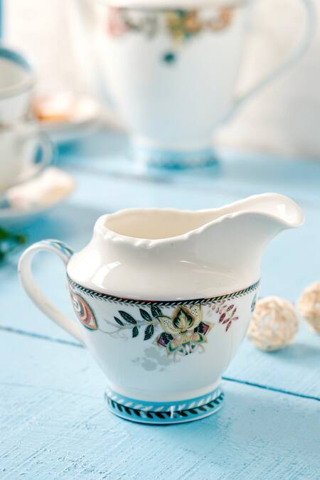 Vigneto_Blue Finest Premium Porcelain Flower Embossed Tea Set_at_Aza_Fashions