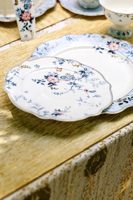 Buy Vigneto Blue Finest Premium Porcelain Spring Meadows Pattern Serving Set Online at Aza Fashions Buy_Vigneto_Blue Finest Premium Porcelain Spring Meadows Pattern Serving Set_Online_at_Aza_Fashions