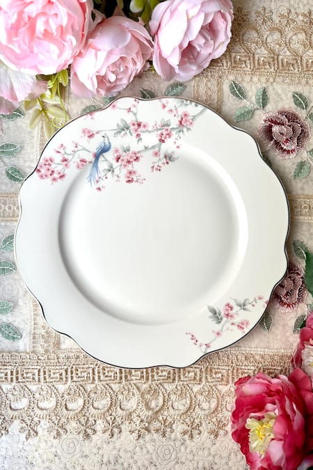 Vigneto White Finest Premium Porcelain Orchid Bliss Pattern Serving Set at Aza Fashions Vigneto_White Finest Premium Porcelain Orchid Bliss Pattern Serving Set_at_Aza_Fashions