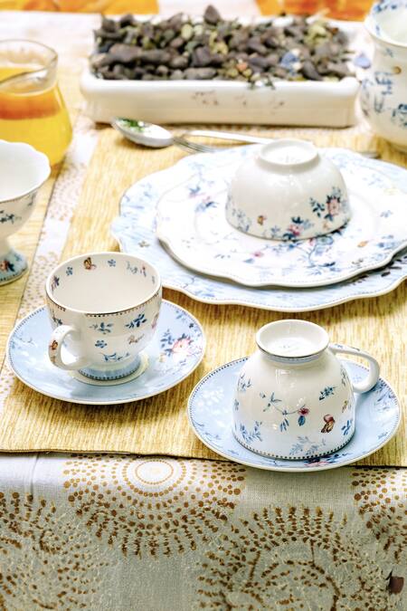 Vigneto Blue Finest Premium Porcelain Spring Meadows Pattern Cup And Saucer Set Online at Aza Fashions Vigneto_Blue Finest Premium Porcelain Spring Meadows Pattern Cup And Saucer Set_Online_at_Aza_Fashions