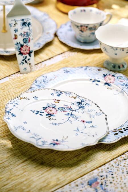 Buy_Vigneto_Blue Finest Premium Porcelain Spring Meadows Pattern Dinner Set_Online_at_Aza_Fashions