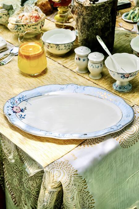 Shop_Vigneto_Blue Finest Premium Porcelain Spring Meadows Pattern Dinner Set_Online_at_Aza_Fashions
