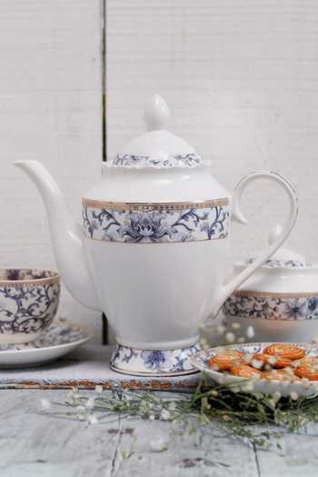 Vigneto Blue Finest Premium Porcelain Liberty Pattern Embossed Tea Set at Aza Fashions Vigneto_Blue Finest Premium Porcelain Liberty Pattern Embossed Tea Set_at_Aza_Fashions