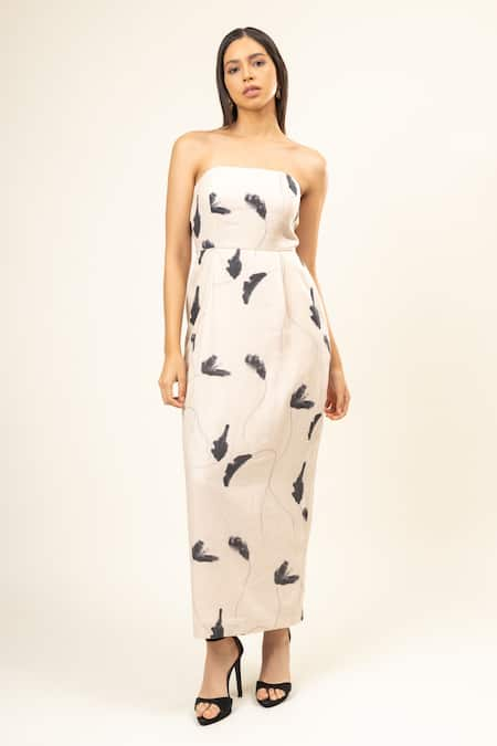 Doodlage Brushstroke Flora Strapless Dress 