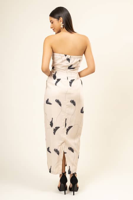 Doodlage Brushstroke Flora Strapless Dress 