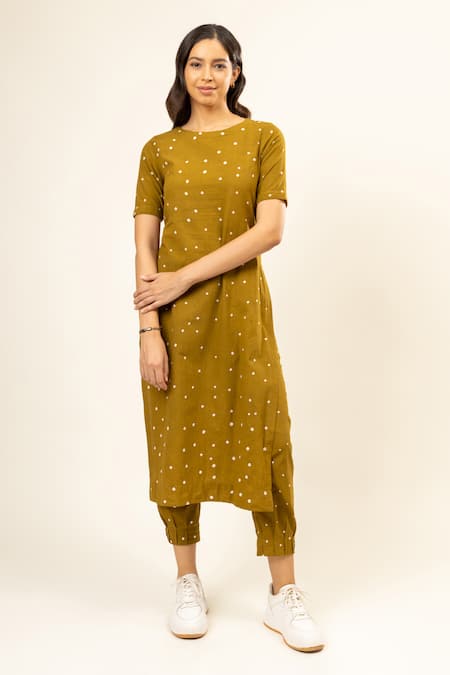 Doodlage Bandhani Tunic Kurta With Tucked Hem Pant 