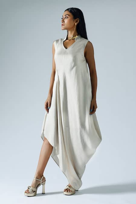 KLAD Silk Draped Dress 