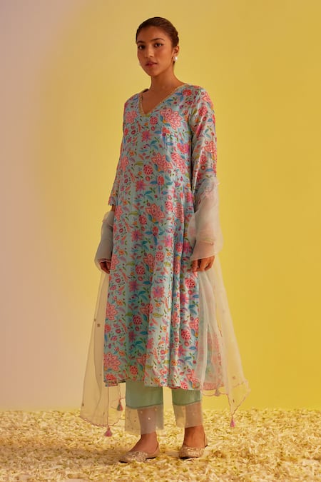 Label Mansi Nagdev Zahra Floral Digital Print Kurta Trouser Set 