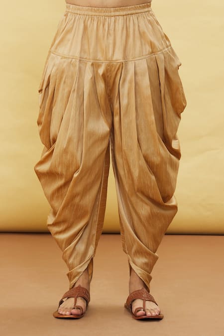 Arihant Rai Sinha Gold Silk Embroidery Botanic Pattern Kurta And Dhoti Pant Set at Aza Fashions Arihant Rai Sinha_Gold Silk Embroidery Botanic Pattern Kurta And Dhoti Pant Set _at_Aza_Fashions