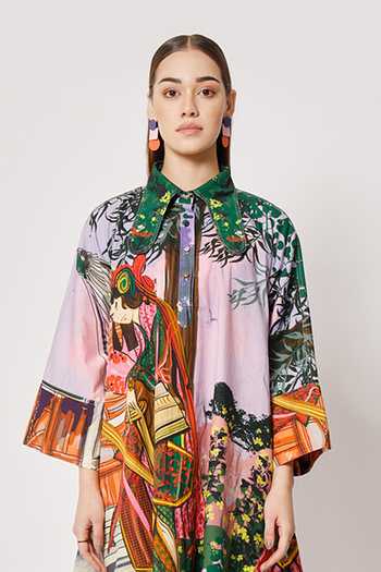 Buy_Two Point Two_Purple 100% Cotton Poplin Digital Printed Samurai Mamaro Dress _Online_at_Aza_Fashions