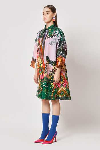 Shop_Two Point Two_Purple 100% Cotton Poplin Digital Printed Samurai Mamaro Dress _Online_at_Aza_Fashions