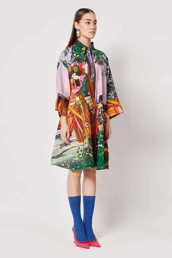 Buy_Two Point Two_Purple 100% Cotton Poplin Digital Printed Samurai Mamaro Dress 
