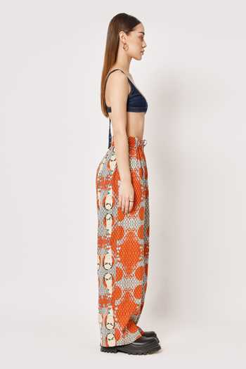 Buy_Two Point Two_Off White 100% Cotton Poplin Digital Printed Samurai Mahjon Pant _Online_at_Aza_Fashions