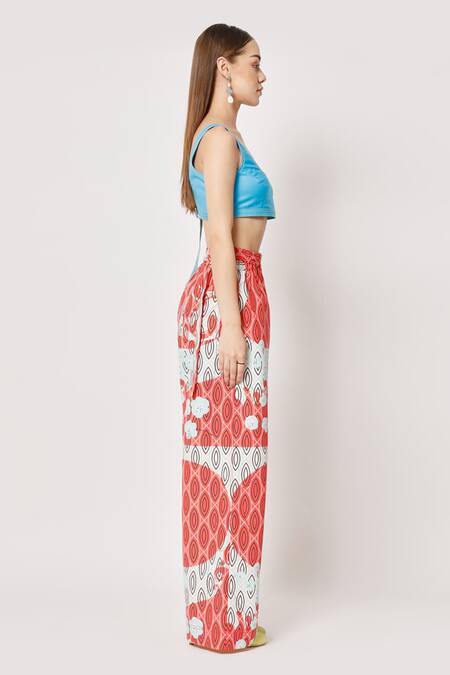 Shop_Two Point Two_Off White 100% Cotton Poplin Digital Printed Samurai Bald Lime Pant _Online_at_Aza_Fashions