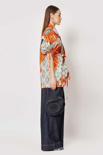 Shop_Two Point Two_Off White 100% Cotton Poplin Digital Printed Samurai Emiko Shirt _Online_at_Aza_Fashions