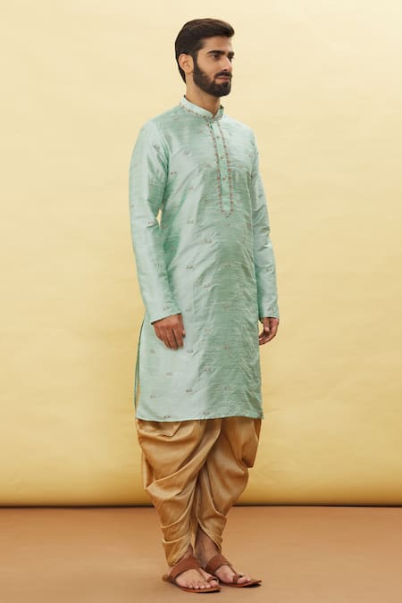 Buy Arihant Rai Sinha Green Silk Embroidery Garden Pattern Kurta And Dhoti Pant Set Online at Aza Fashions Buy_Arihant Rai Sinha_Green Silk Embroidery Garden Pattern Kurta And Dhoti Pant Set _Online_at_Aza_Fashions