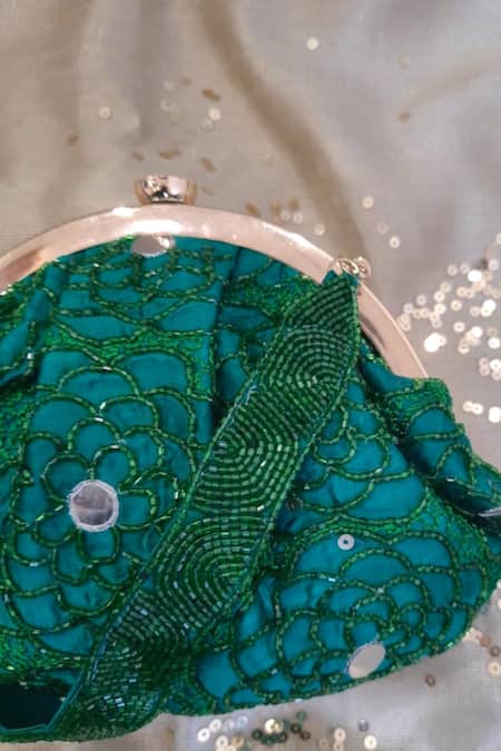 Feza Bags Monotone Cutdana Embroidered Clutch 