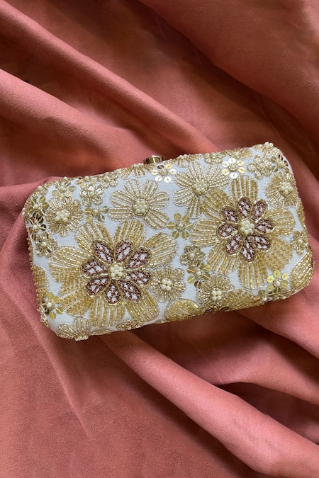 Feza Bags Elixir Floral Embroidered Clutch With Sling 