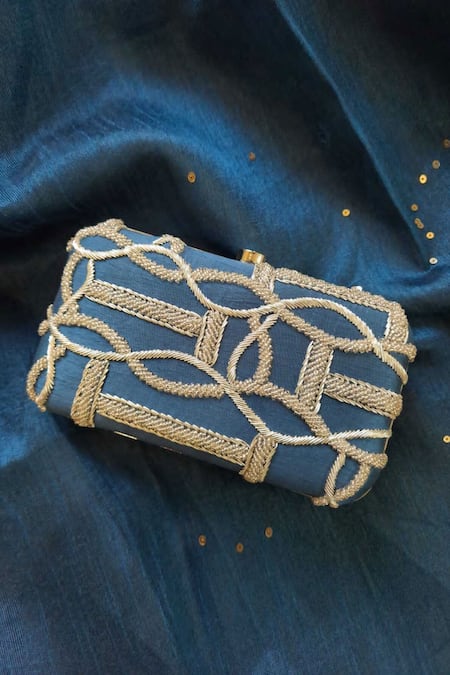 Feza Bags Indo-Zardozi Embellished Box Clutch 