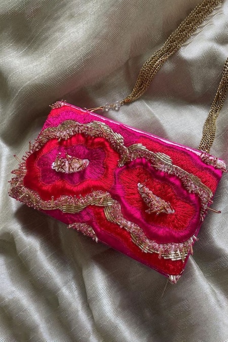Feza Bags Scarlet Textured Clutch 
