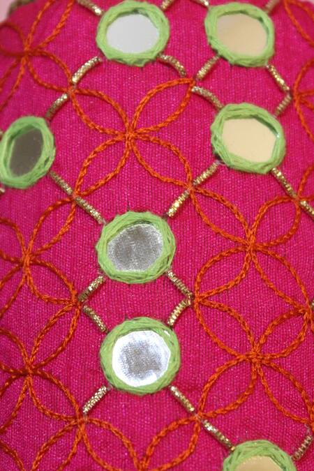 Shop_Feza Bags_Pink Mirror And Thread Juno Work Cylinder Bag 