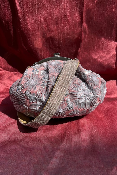 Feza Bags Elixir Floral Bead Embroidered Clutch 