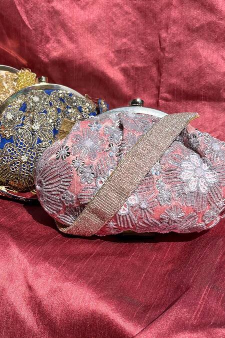 Buy Feza Bags Pink Cutdana And Bead Elixir Floral Embroidered Clutch Online at Aza Fashions Buy_Feza Bags_Pink Cutdana And Bead Elixir Floral Embroidered Clutch _Online_at_Aza_Fashions