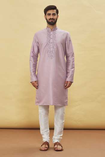 Arihant Rai Sinha Pink Silk Embroidery, Metallic Thread Old Rose Blend Kurta Set Online at Aza Fashions Arihant Rai Sinha_Pink Silk Embroidery, Metallic Thread Old Rose Blend Kurta Set _Online_at_Aza_Fashions