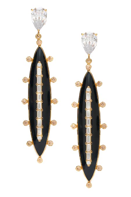 Aulerth X Shivan And Narresh Numisma Oblong Stone Studded Earrings 