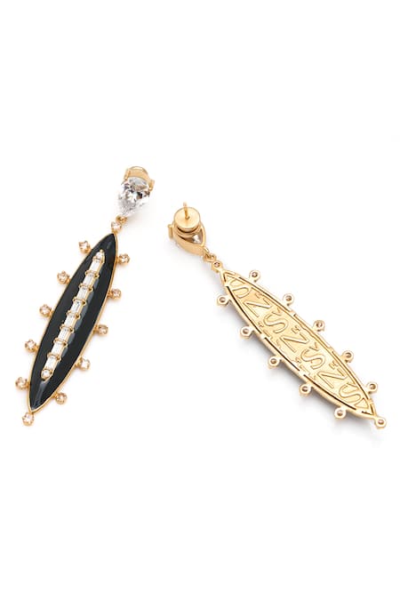 Buy Aulerth X Shivan And Narresh Black Crystals, Stones Numisma Oblong Studded Earrings Online at Aza Fashions Buy_Aulerth X Shivan And Narresh_Black Crystals, Stones Numisma Oblong Studded Earrings _Online_at_Aza_Fashions