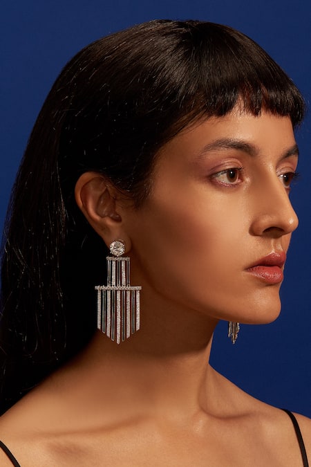 Aulerth X Shivan and Narresh Black Engineered Stones Numisma Citadel Fringe Earrings