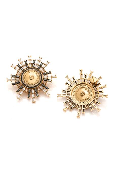 Buy_Aulerth X Shivan And Narresh_Black Crystals Numisma Star Burst Earrings _Online_at_Aza_Fashions