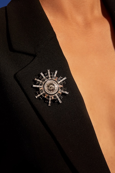 Aulerth X Shivan and Narresh White Engineered Stones Brooch With Logo Detail 