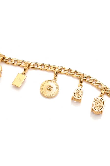 Aulerth X Shivan And Narresh_Black Crystals Numisma Charm Bracelet _Online_at_Aza_Fashions