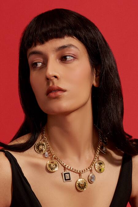Aulerth X Shivan And Narresh_Black Numisma Charm Necklace _Online_at_Aza_Fashions