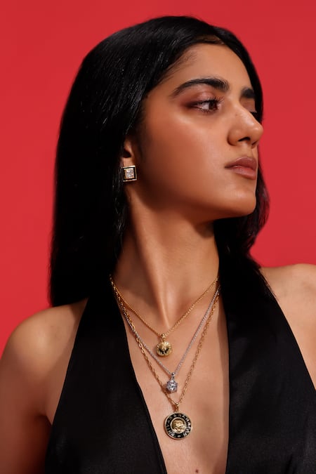 Buy_Aulerth X Shivan And Narresh_Black Stones Numisma Jager Embellished Studs _Online_at_Aza_Fashions